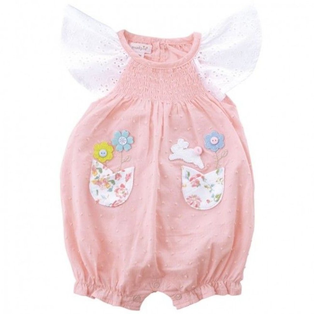 New Mud Pie Smocked Bunny Bubble 3-6 mos.